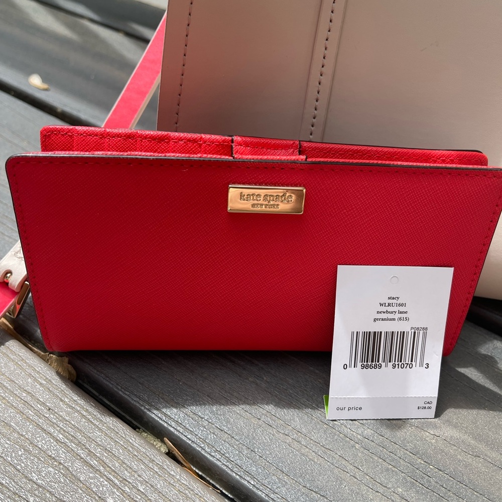 NWT KATE SPADE STACEY WALLET GERANIUM PINK